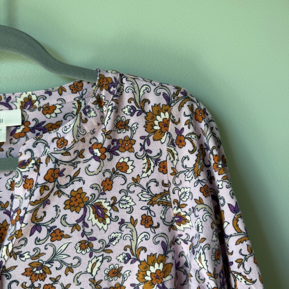 J.‎ Jill Petite Floral Paisley Print Top Peasant Boho Pink Purple 3/4 Sleeve XSP - Picture 5 of 14